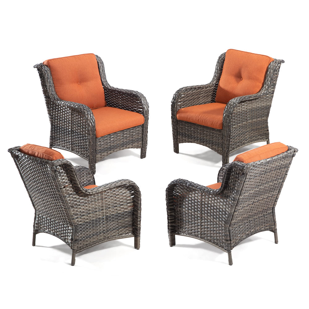 Outdoor Wicker Rattan Chair Set of 4 - From Where - 
