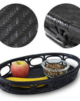 Oval Rattan Wicker Serving Trays with Handles Decorative Basket Tray for Home Decor - Small - Black - From Where - 