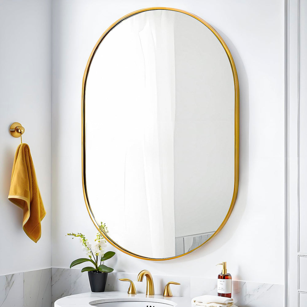 Oval Wall Mounted Gold Mirror - From Where - 
