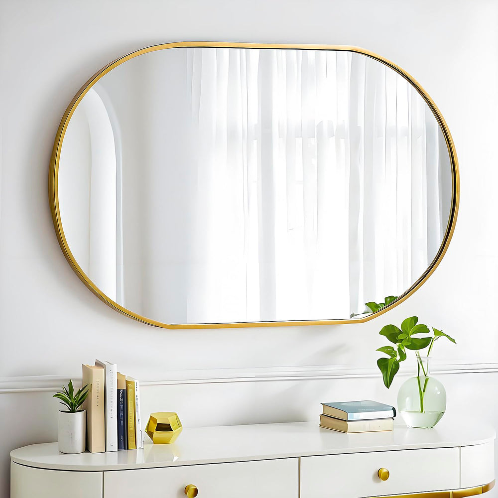 Oval Wall Mounted Gold Mirror - From Where - 