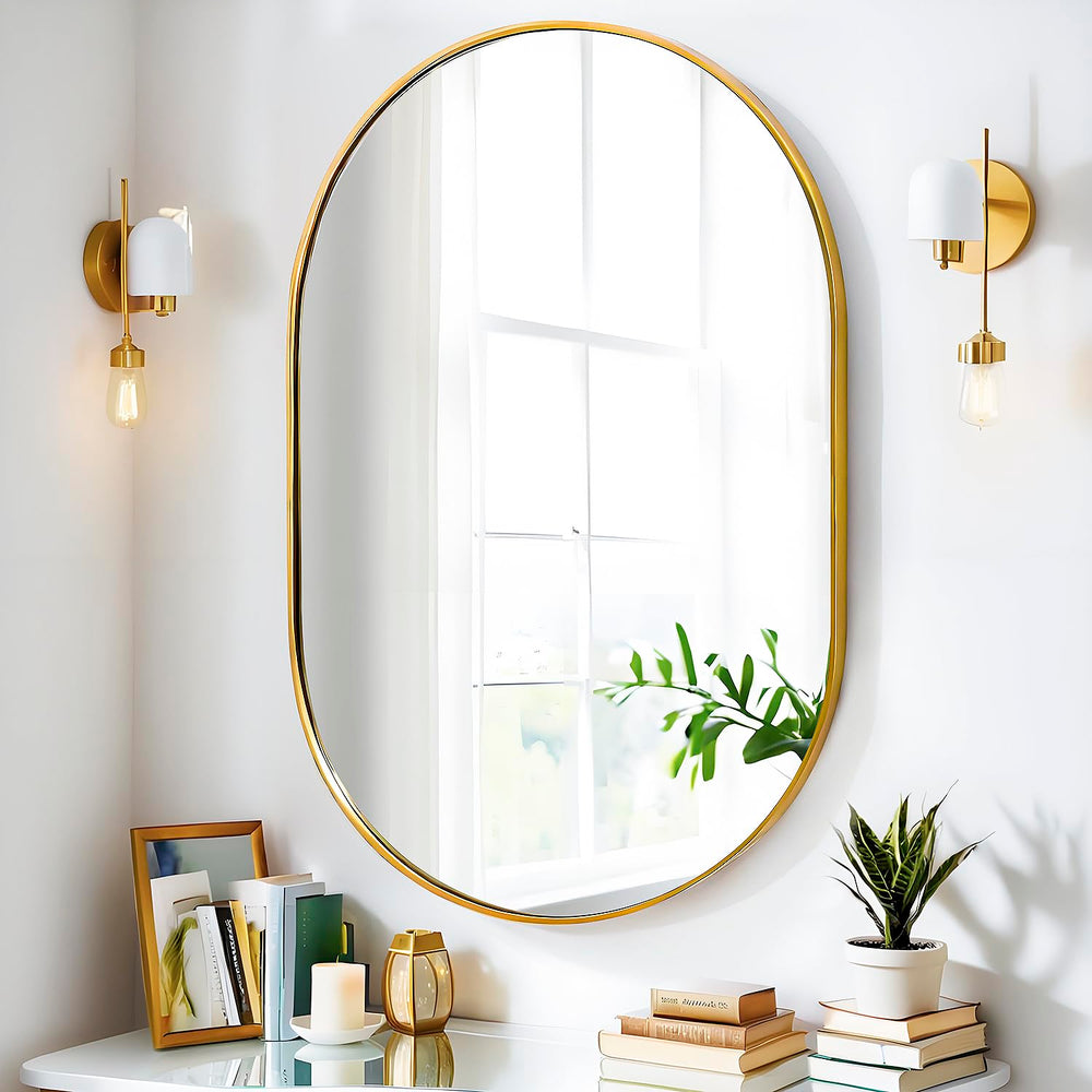 Oval Wall Mounted Gold Mirror - From Where - 