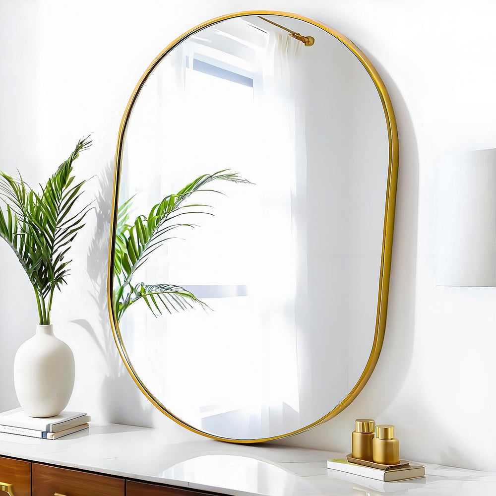 Oval Wall Mounted Gold Mirror - From Where - 