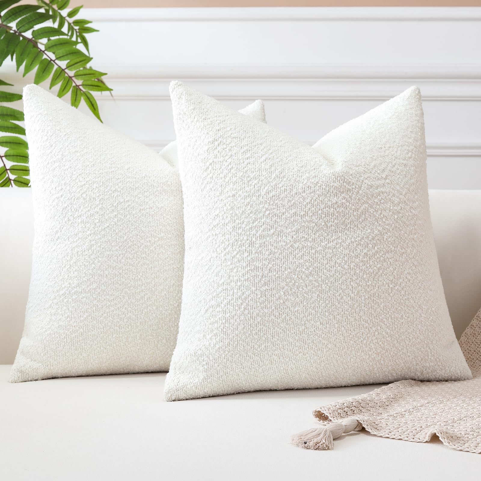 Pack of 2 Textured Boucle Throw Pillow Covers - From Where - 