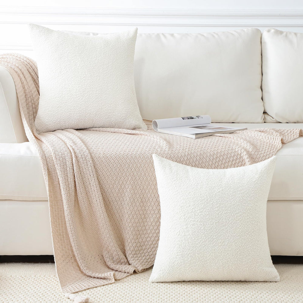 Pack of 2 Textured Boucle Throw Pillow Covers - From Where - 
