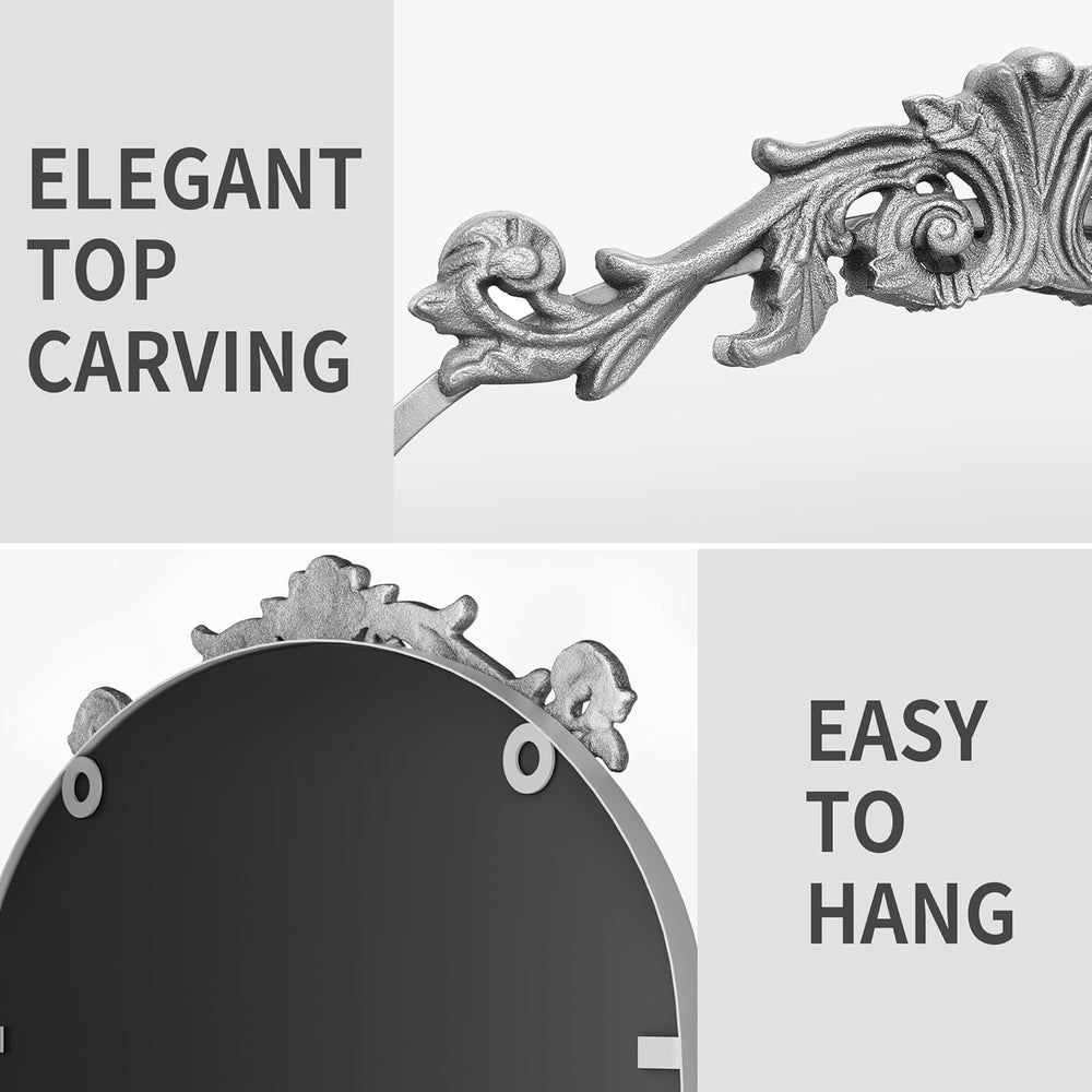 PAIHOME Arched Mirror, 19x30 Inch Antique Mirror Silver Wall Decor Mirror Metal Frame Wall Mounted Mirror for Home Entryway Leaning - From Where - 