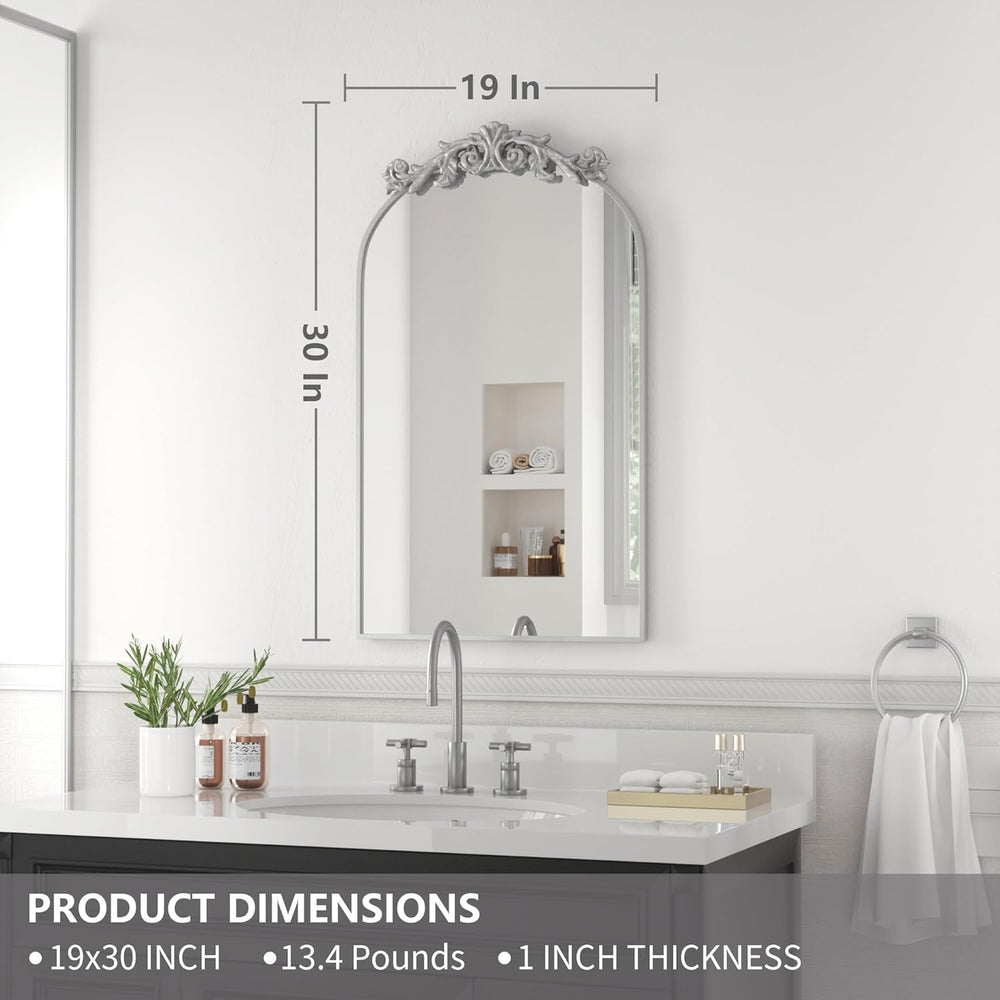 PAIHOME Arched Mirror, 19x30 Inch Antique Mirror Silver Wall Decor Mirror Metal Frame Wall Mounted Mirror for Home Entryway Leaning - From Where - 