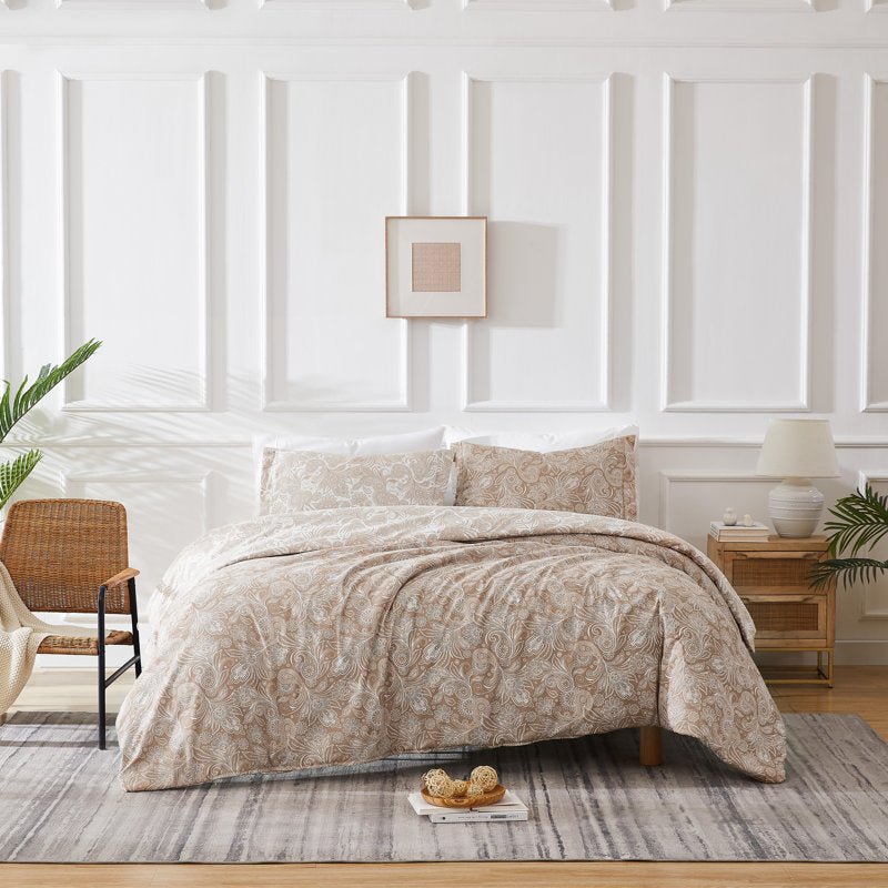 Paisley Reversible Duvet Cover Set with Shams - From Where - 