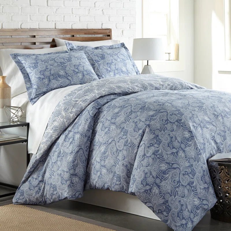 Paisley Reversible Duvet Cover Set with Shams - From Where - 