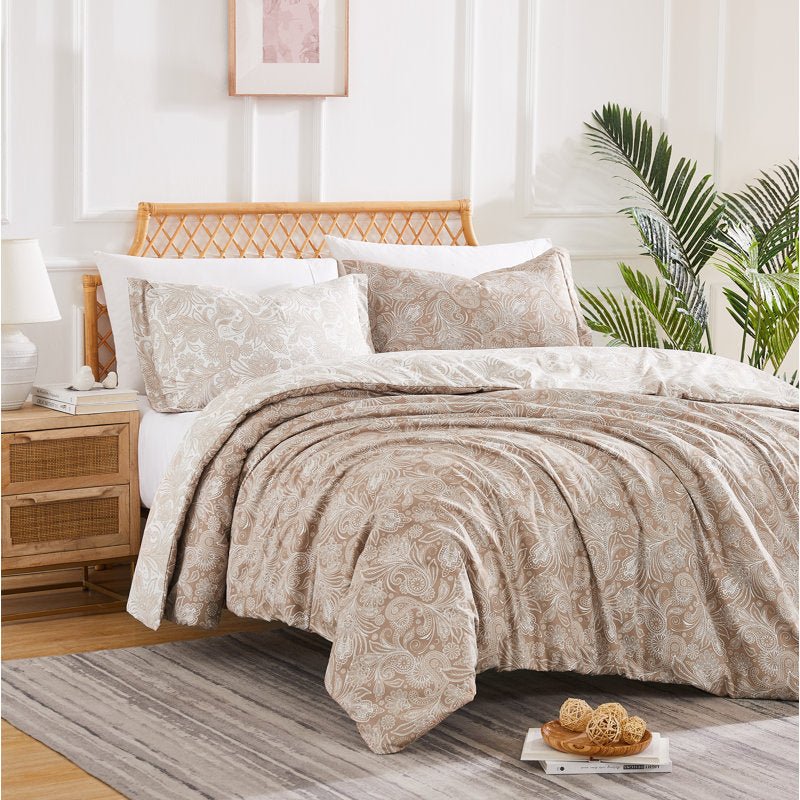 Paisley Reversible Duvet Cover Set with Shams - From Where - 