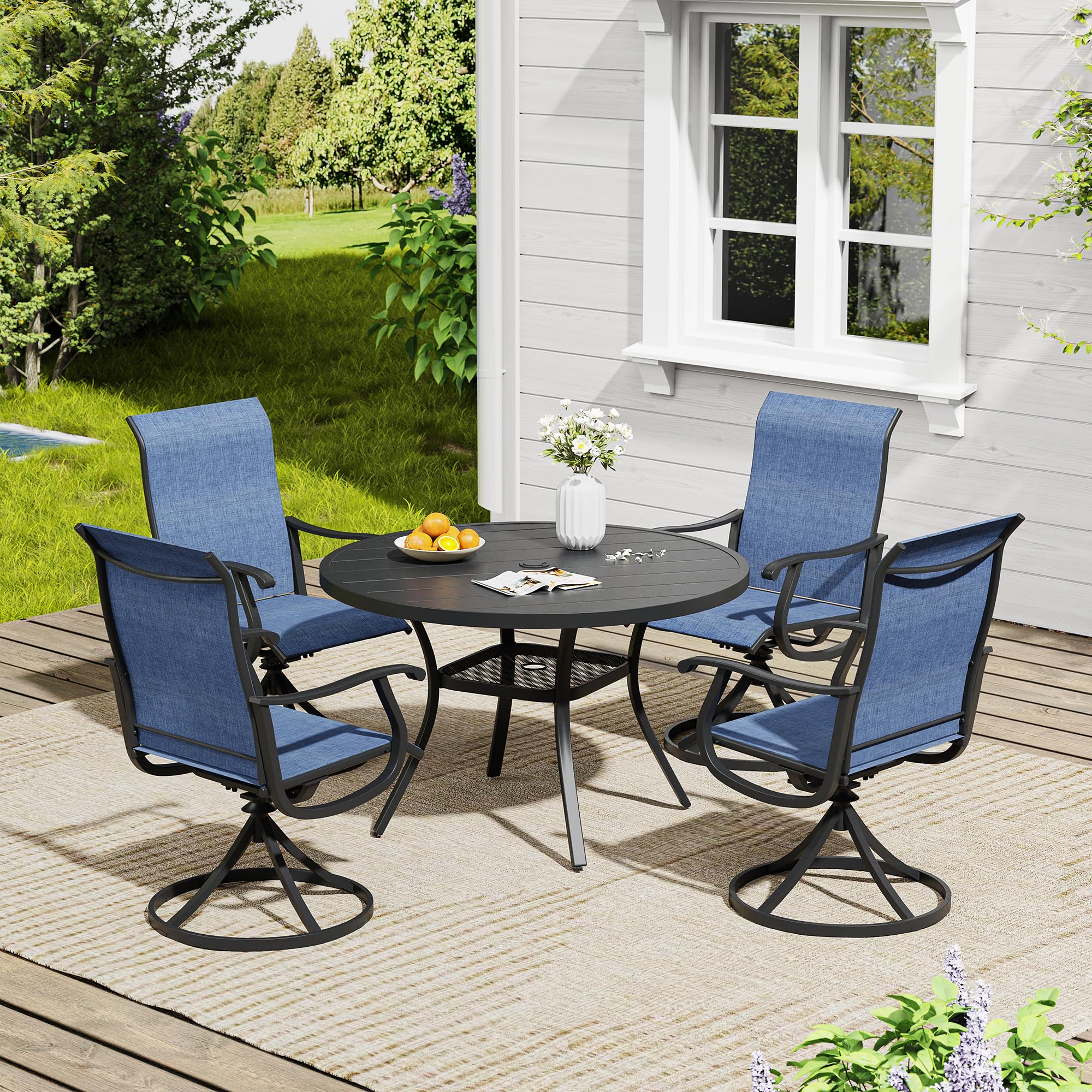 Patio Round Metal Dining Table - From Where - 