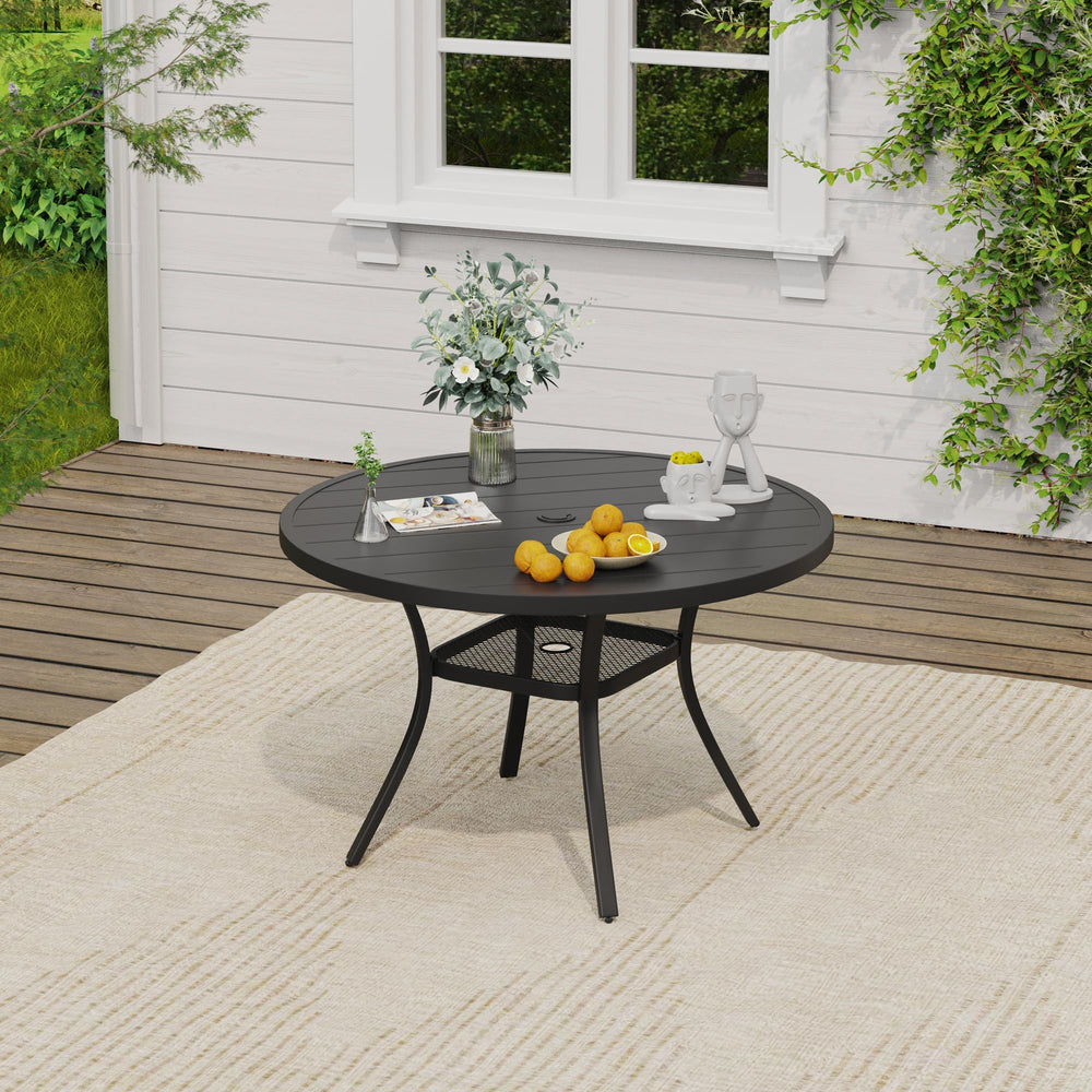 Patio Round Metal Dining Table - From Where - 