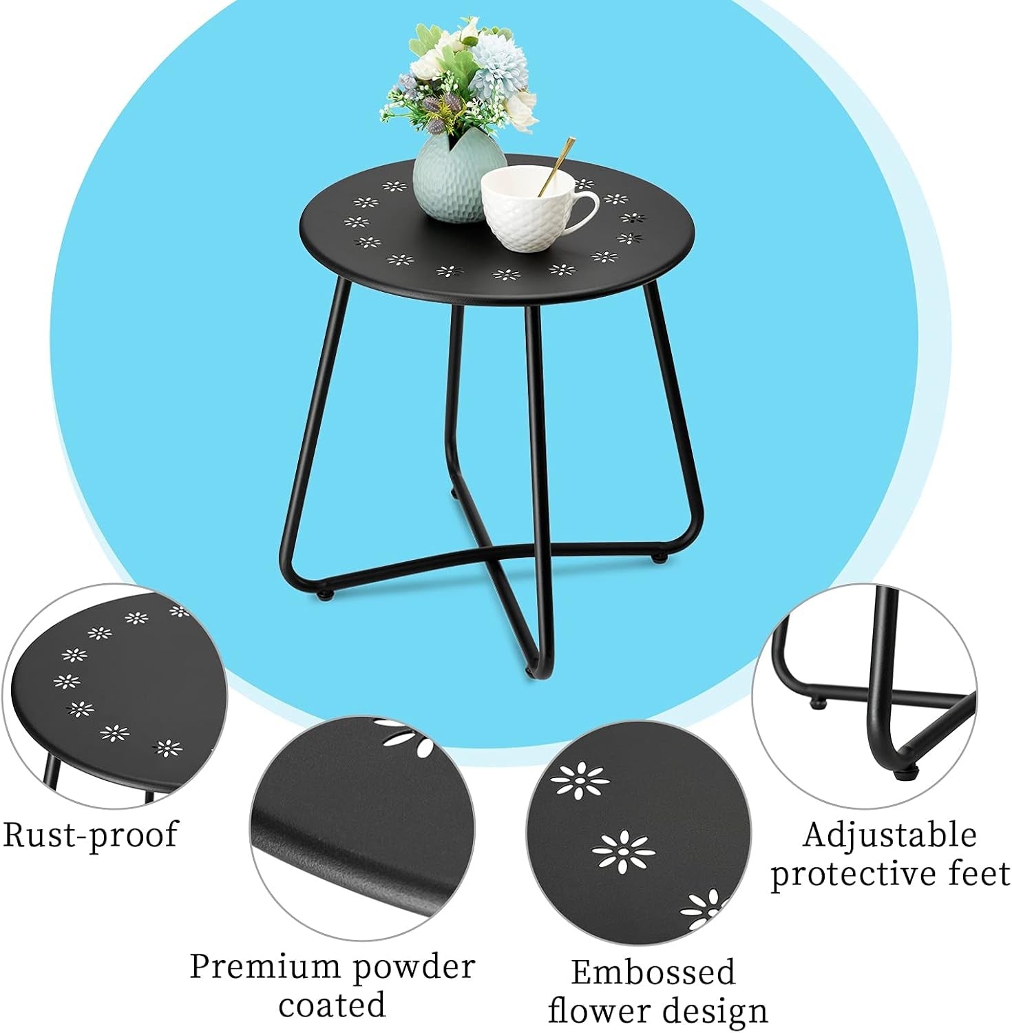 Patio Side Table with Flower Cut Outs - From Where - 
