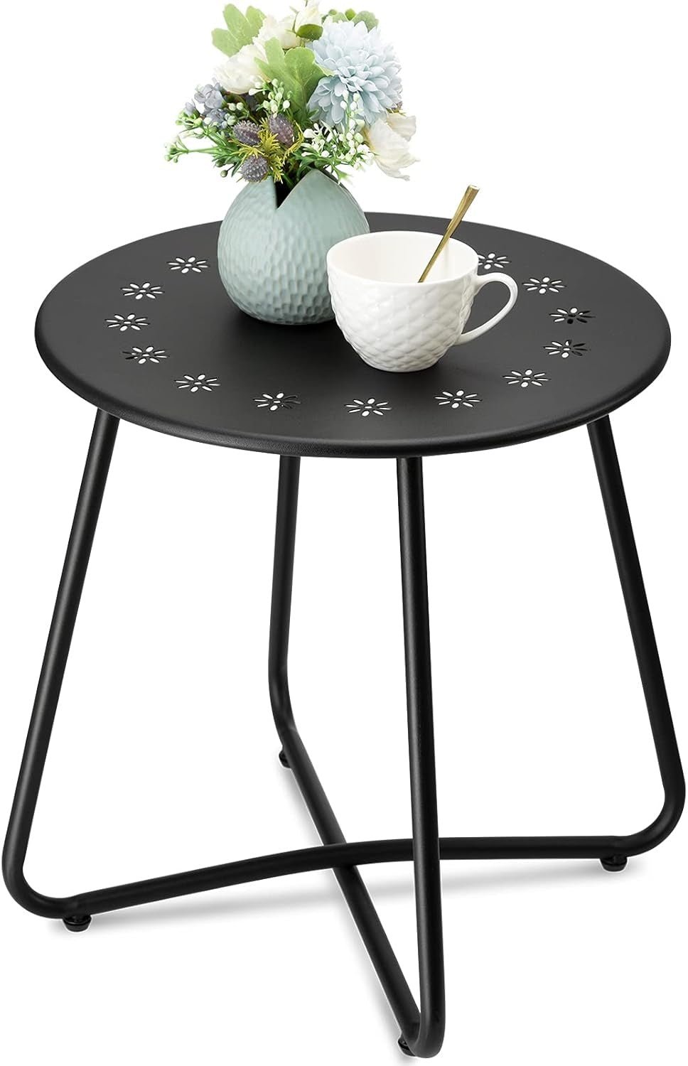 Patio Side Table with Flower Cut Outs - From Where - 
