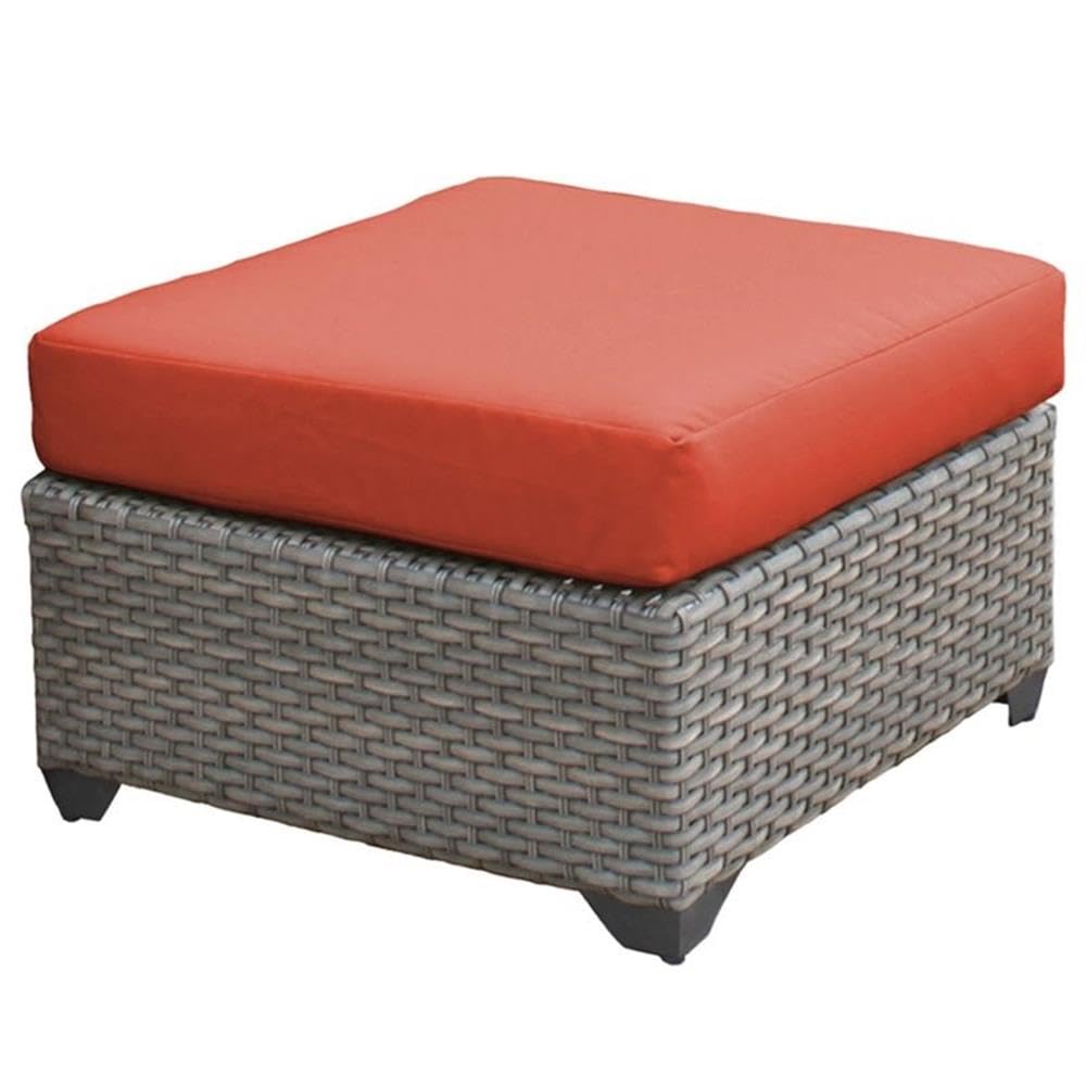 Patio Square Ottoman with Tangerine Cushion - From Where - 