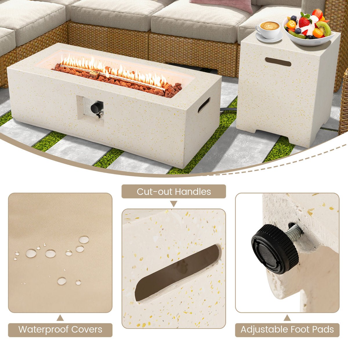 Patio Terrazzo Fire Pit Table - From Where - 