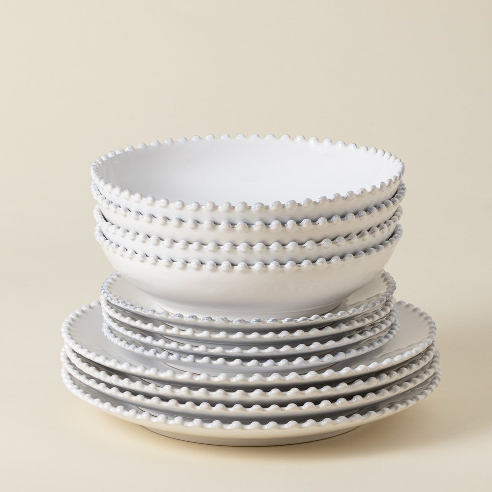 Pearl 12 - Piece Dinnerware Set with Soup/Pasta Bowl - From Where Finds - 