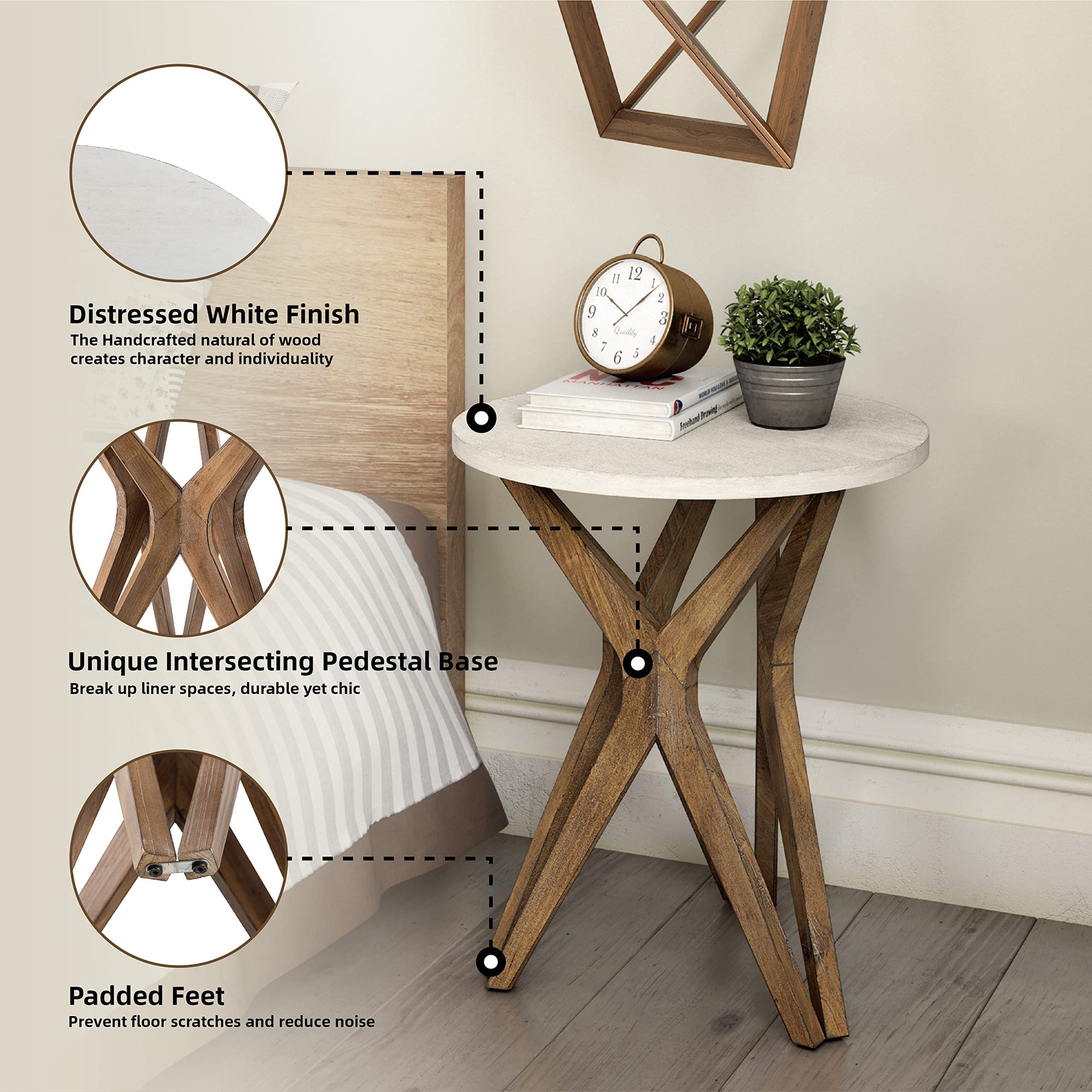 Pedestal Farmhouse End Table Set of 2 - From Where - 