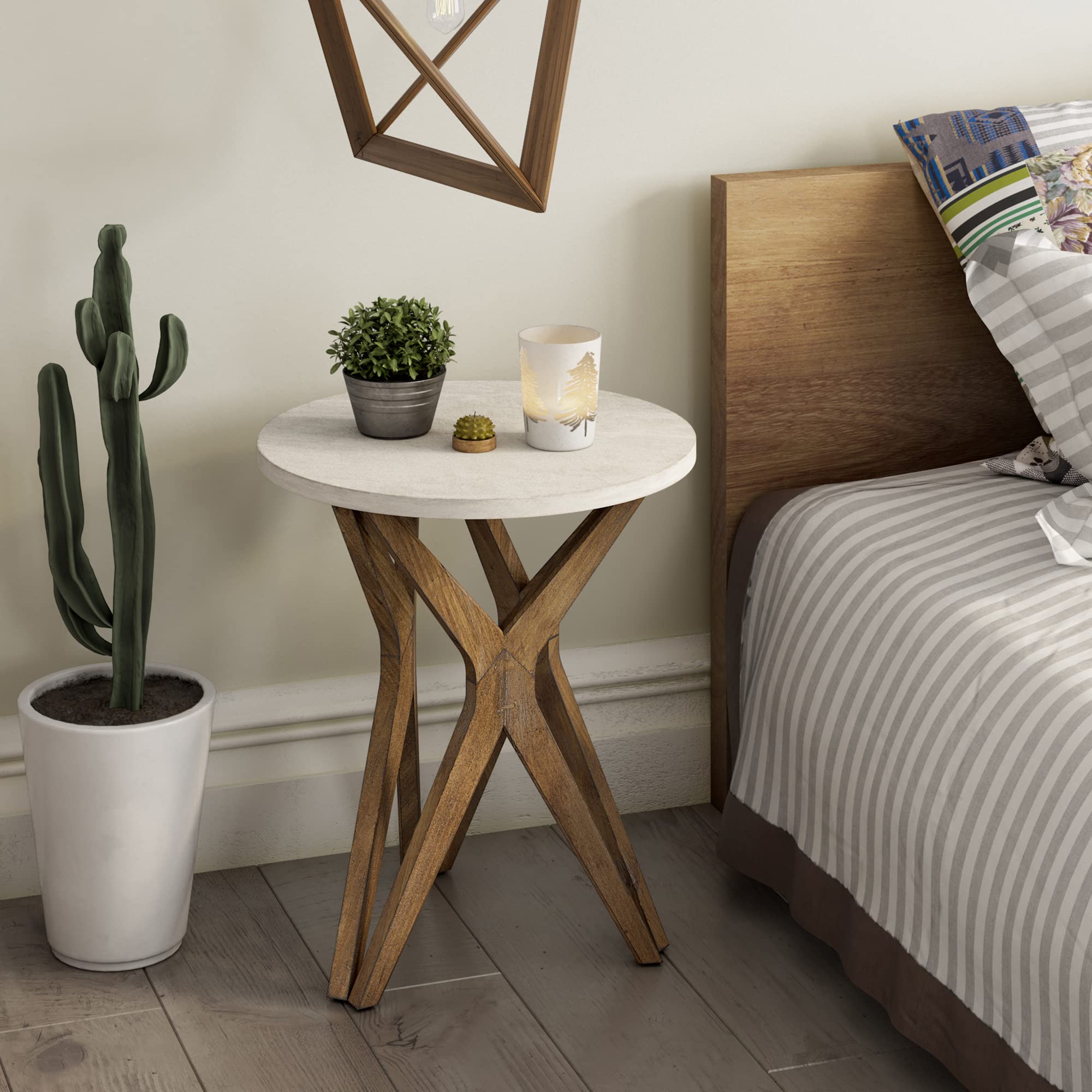 Pedestal Farmhouse End Table Set of 2 - From Where - 
