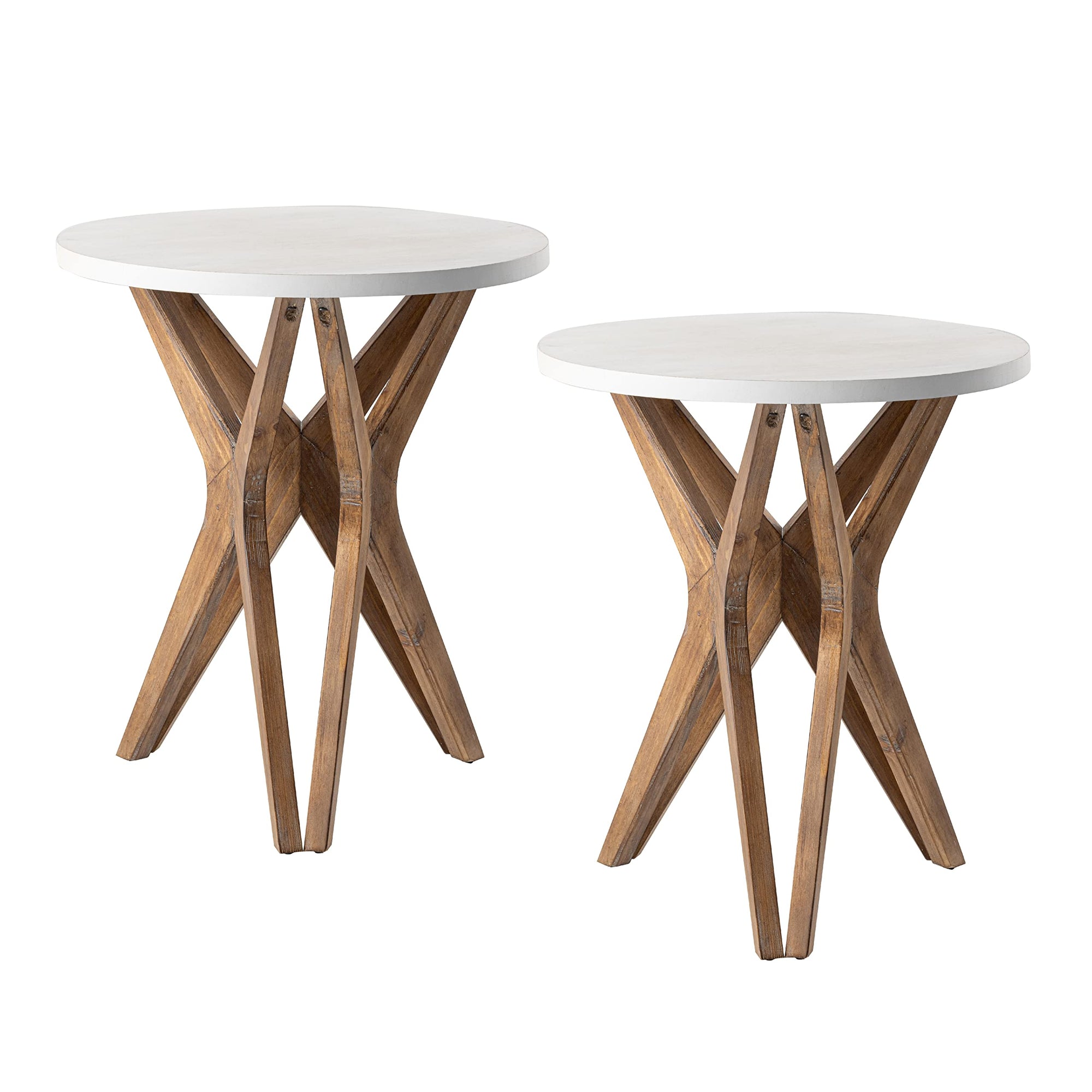 Pedestal Farmhouse End Table Set of 2 - From Where - 