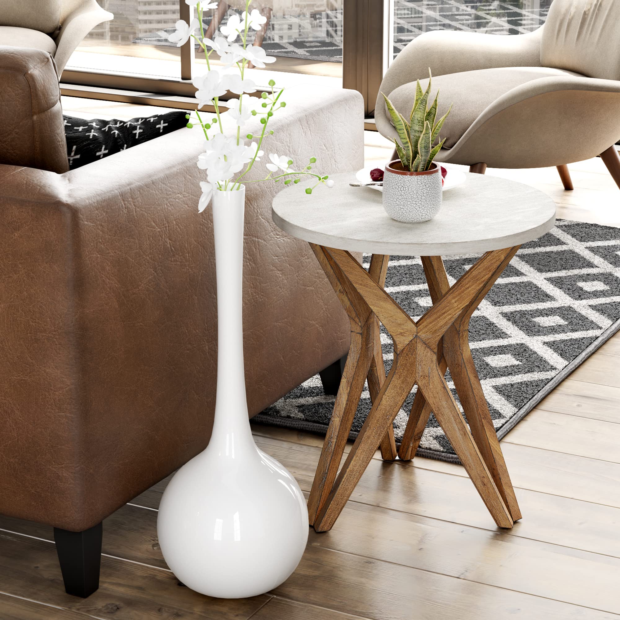 Pedestal Farmhouse End Table Set of 2 - From Where - 