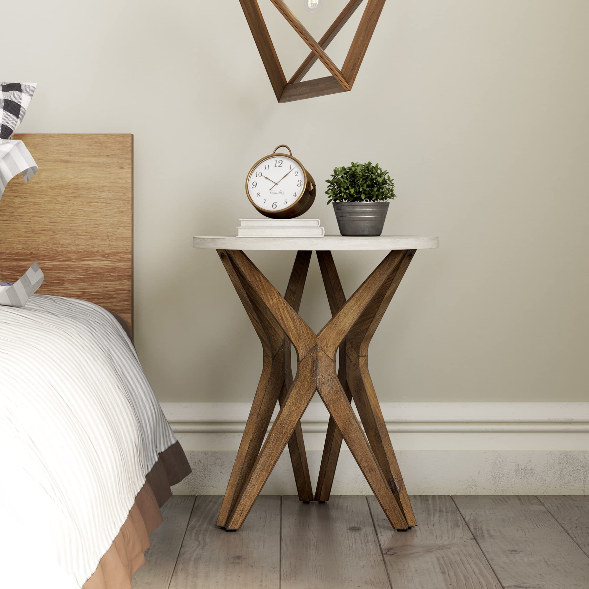Pedestal Farmhouse End Table Set of 2 - From Where - 