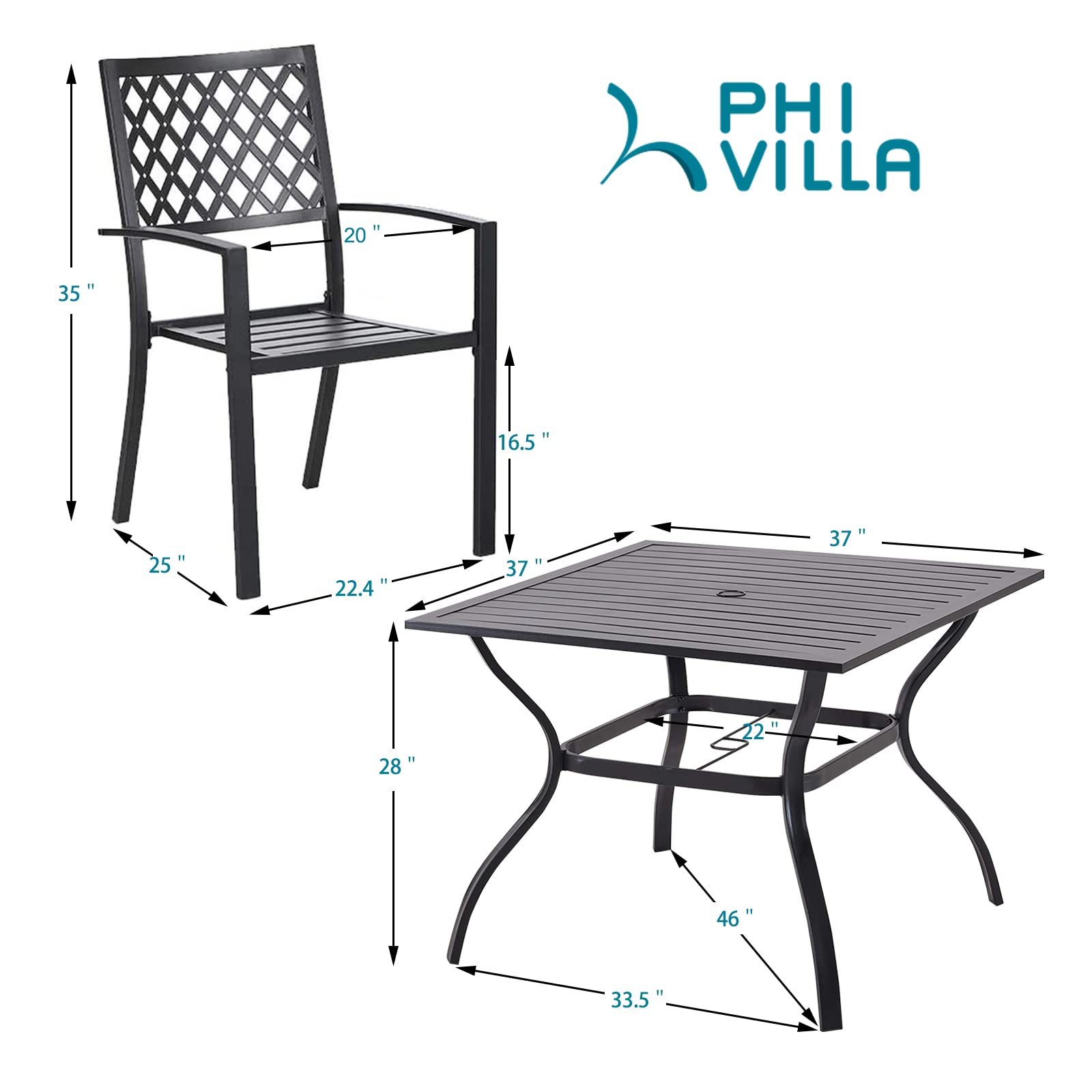 PHI VILLA 5 - Piece Patio Dining Set - From Where - 