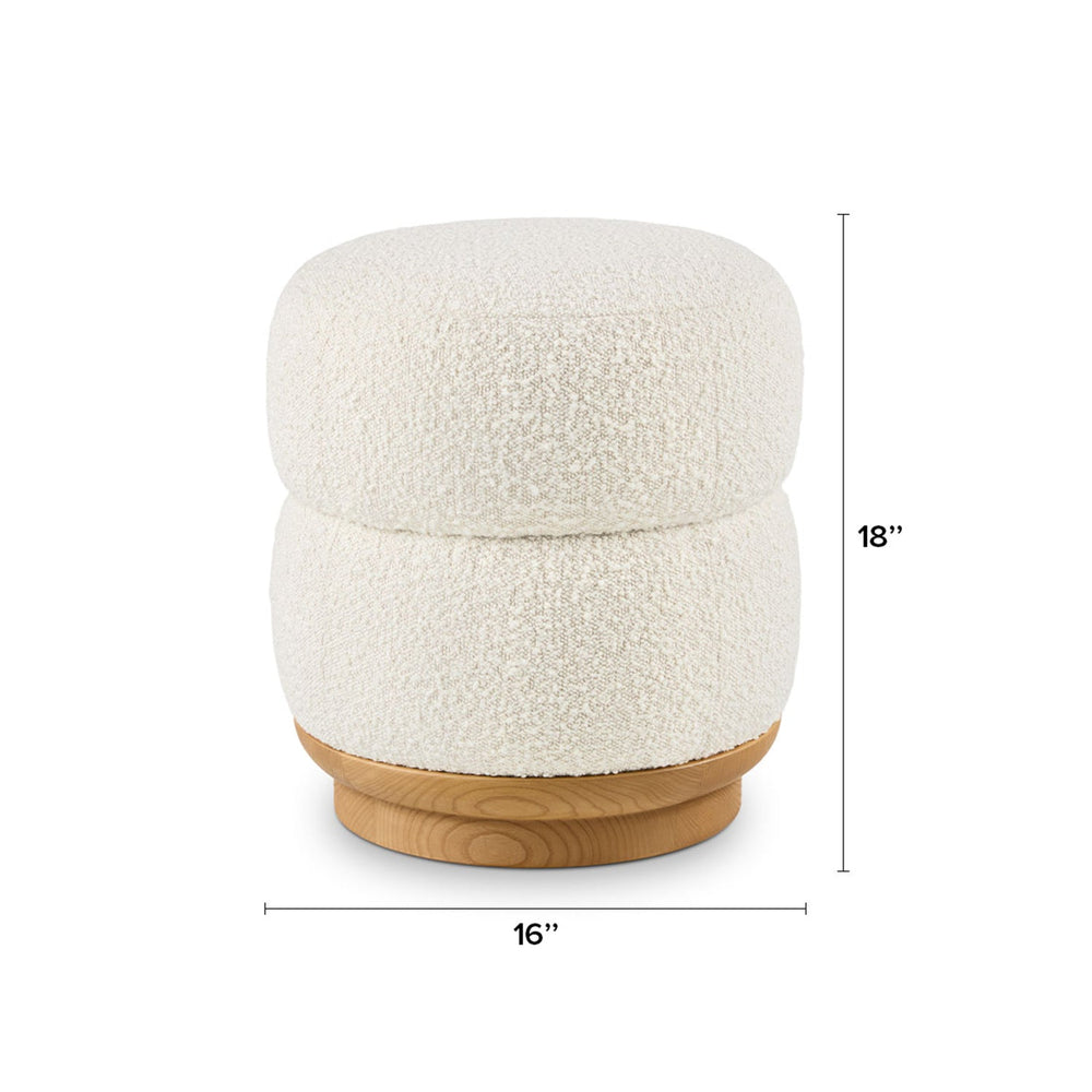 Pica 16" Ottoman - Ivory Bouclé - From Where - 