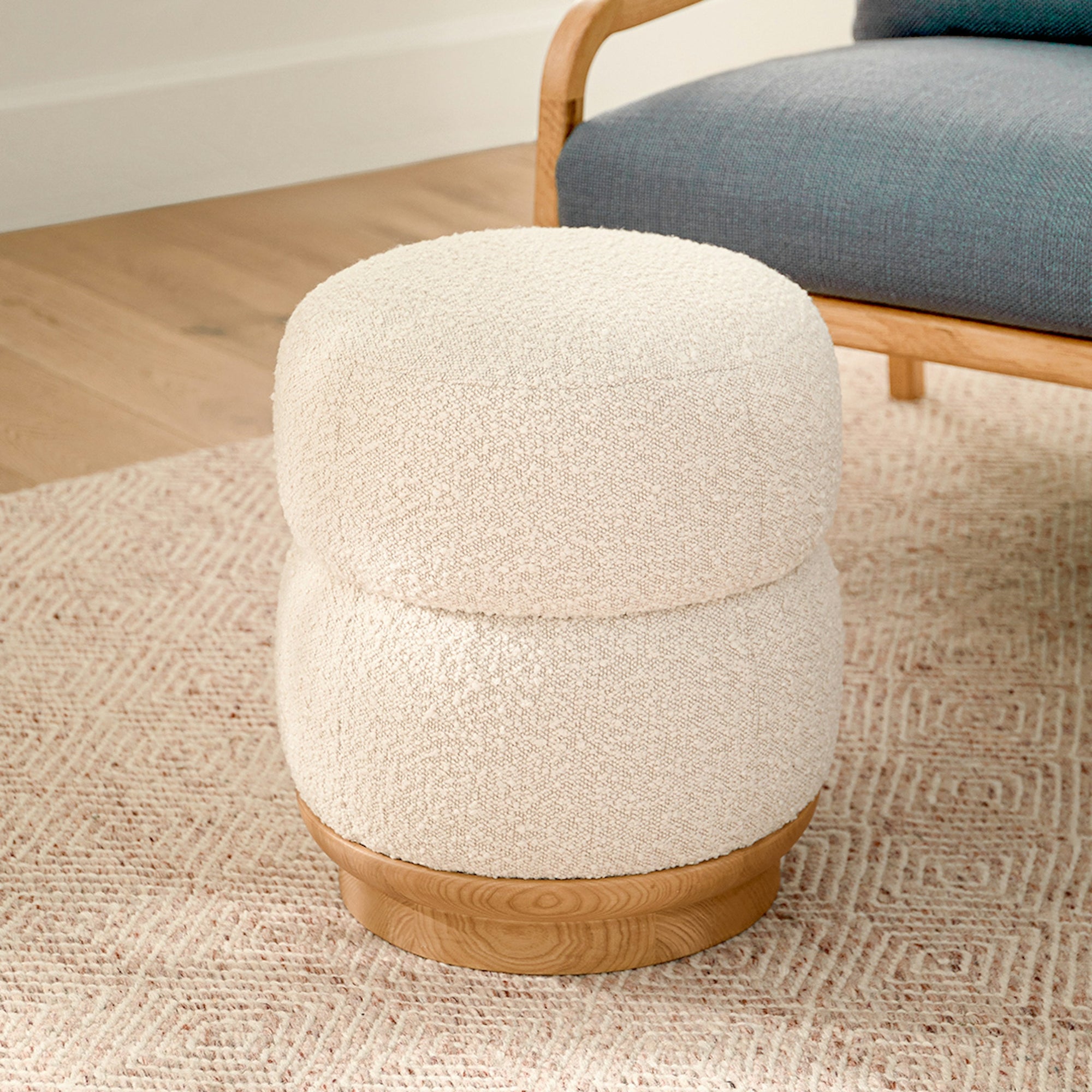 Pica 16" Ottoman - Ivory Bouclé - From Where - 