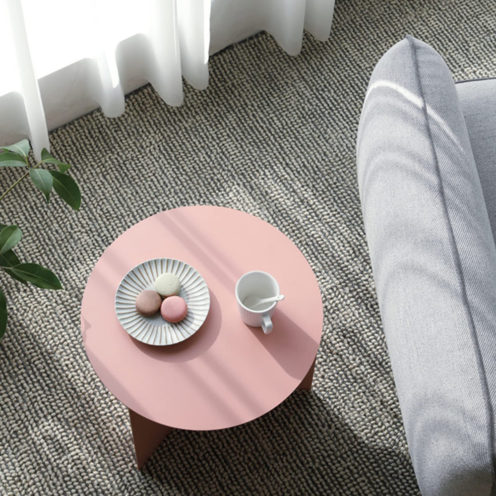 Pink Side Table with Iron Triangle Legs - From Where - 