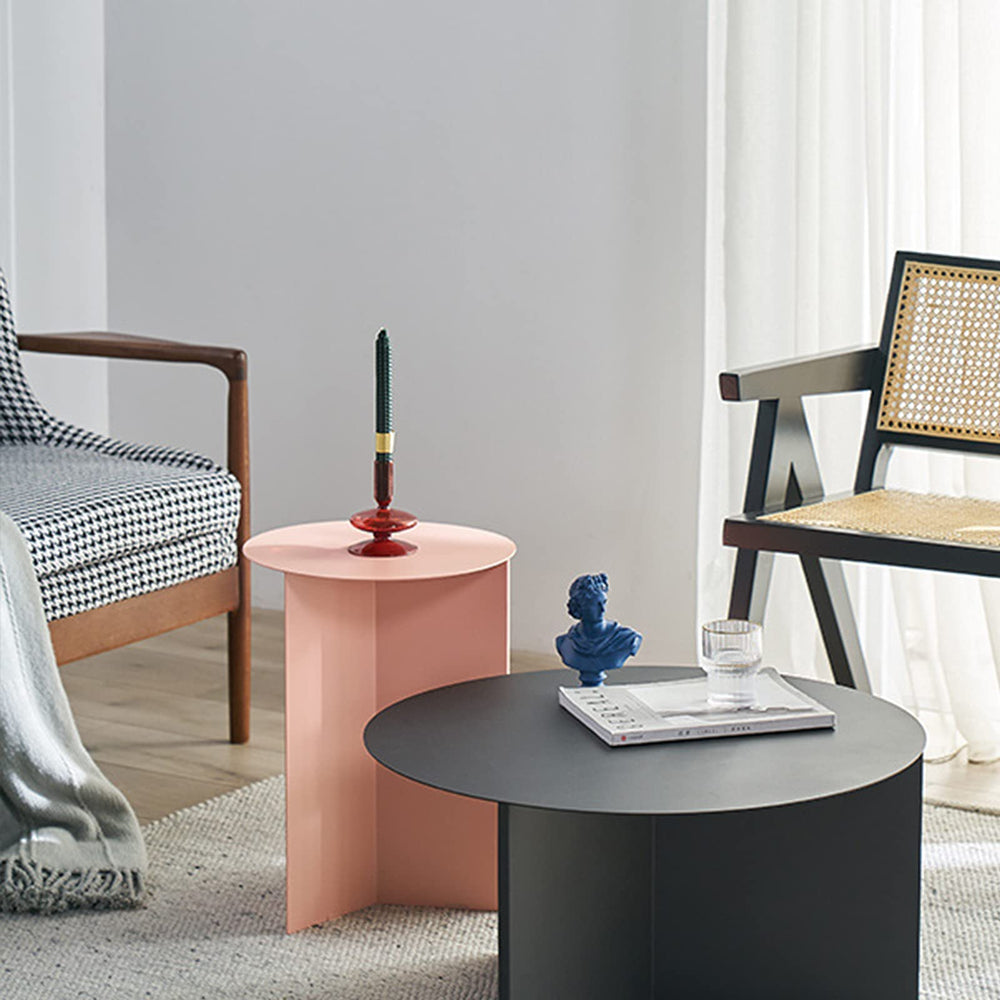 Pink Side Table with Iron Triangle Legs - From Where - 