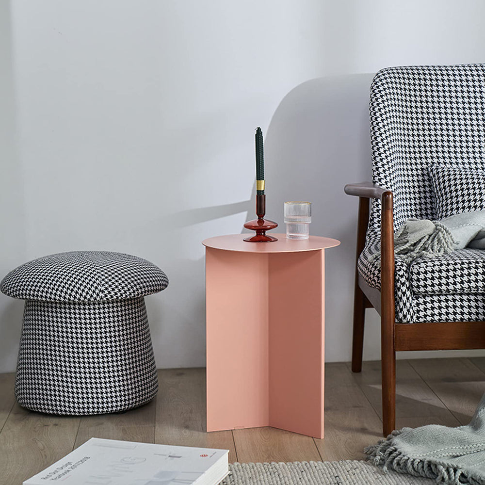 Pink Side Table with Iron Triangle Legs - From Where - 