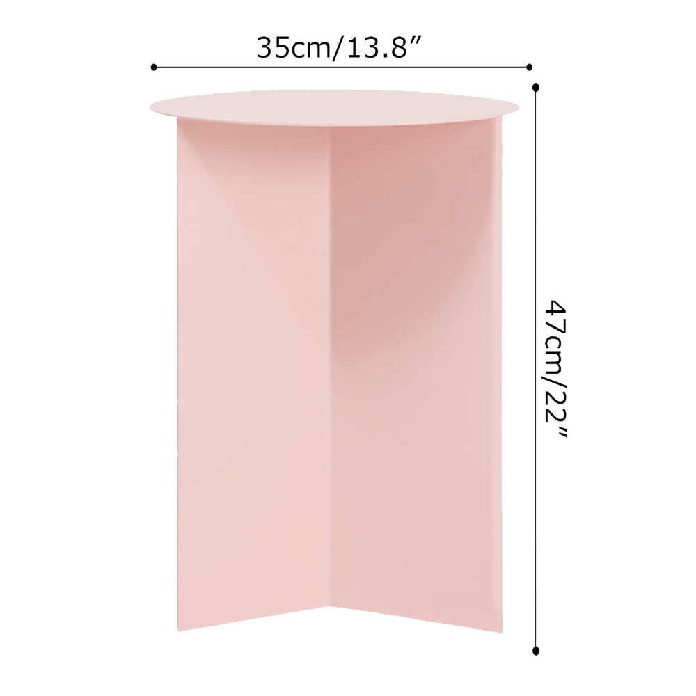 Pink Side Table with Iron Triangle Legs - From Where - 