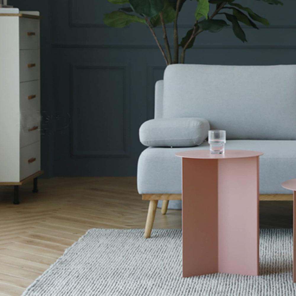 Pink Side Table with Iron Triangle Legs - From Where - 