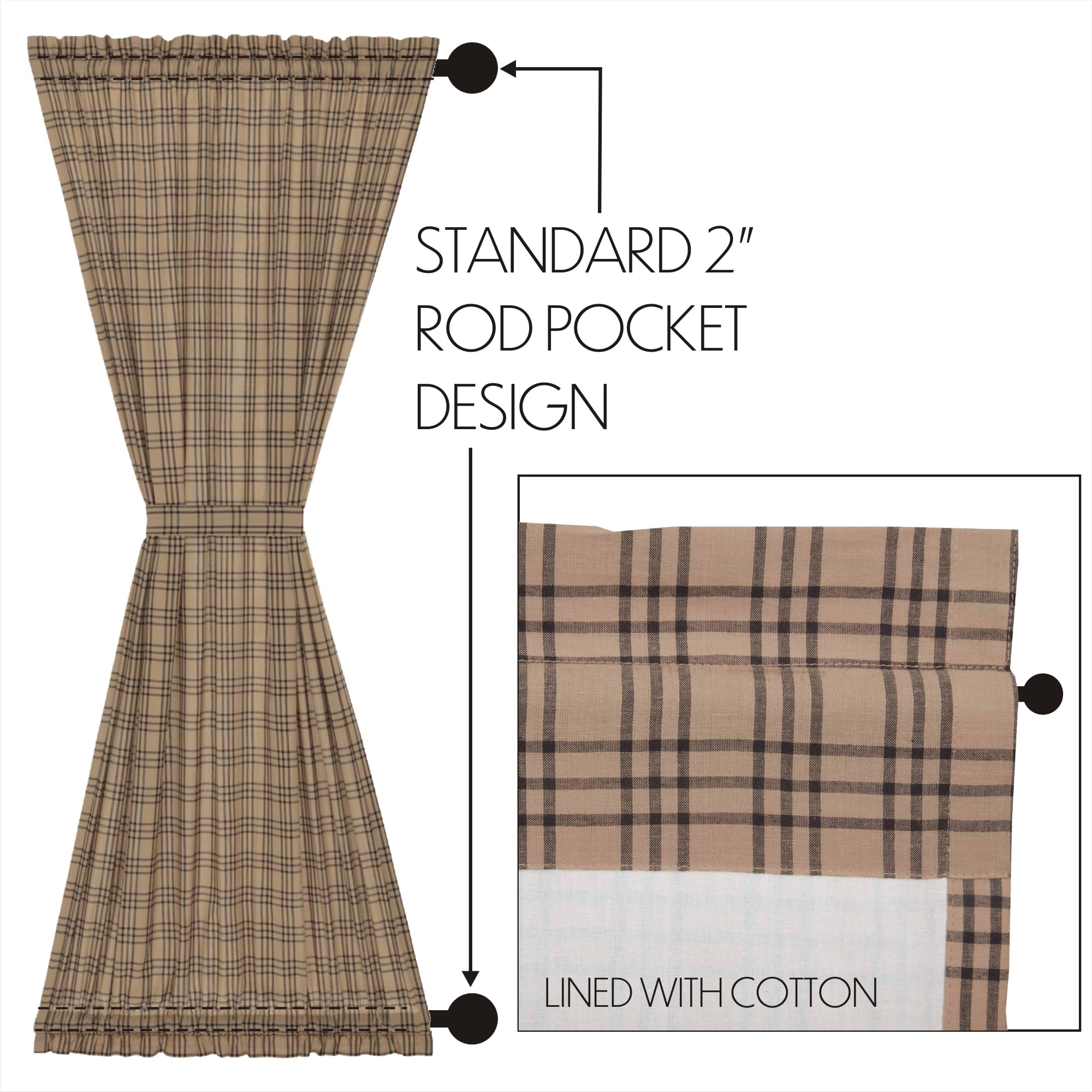 Plaid Cotton Farmhouse Curtains - From Where - 