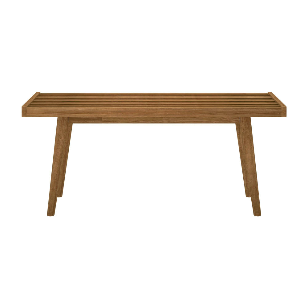 Plank+Beam Entryway Bench, Wooden End of Bed Bench for Bedroom, Mid - Century Modern Square Bench for Hallway, Living Room, Indoor, Porch, 41.25&quot;, Pecan - From Where - 