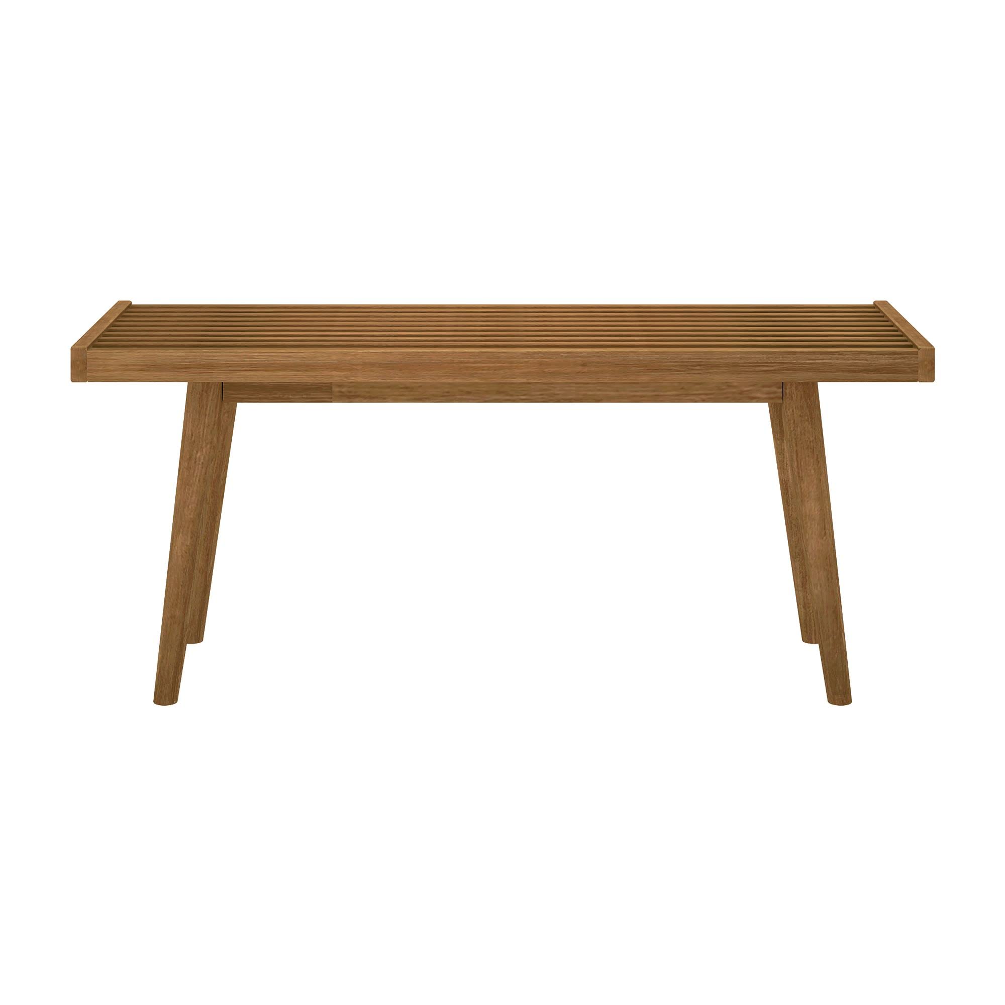 Plank+Beam Entryway Bench, Wooden End of Bed Bench for Bedroom, Mid - Century Modern Square Bench for Hallway, Living Room, Indoor, Porch, 41.25", Pecan - From Where - 