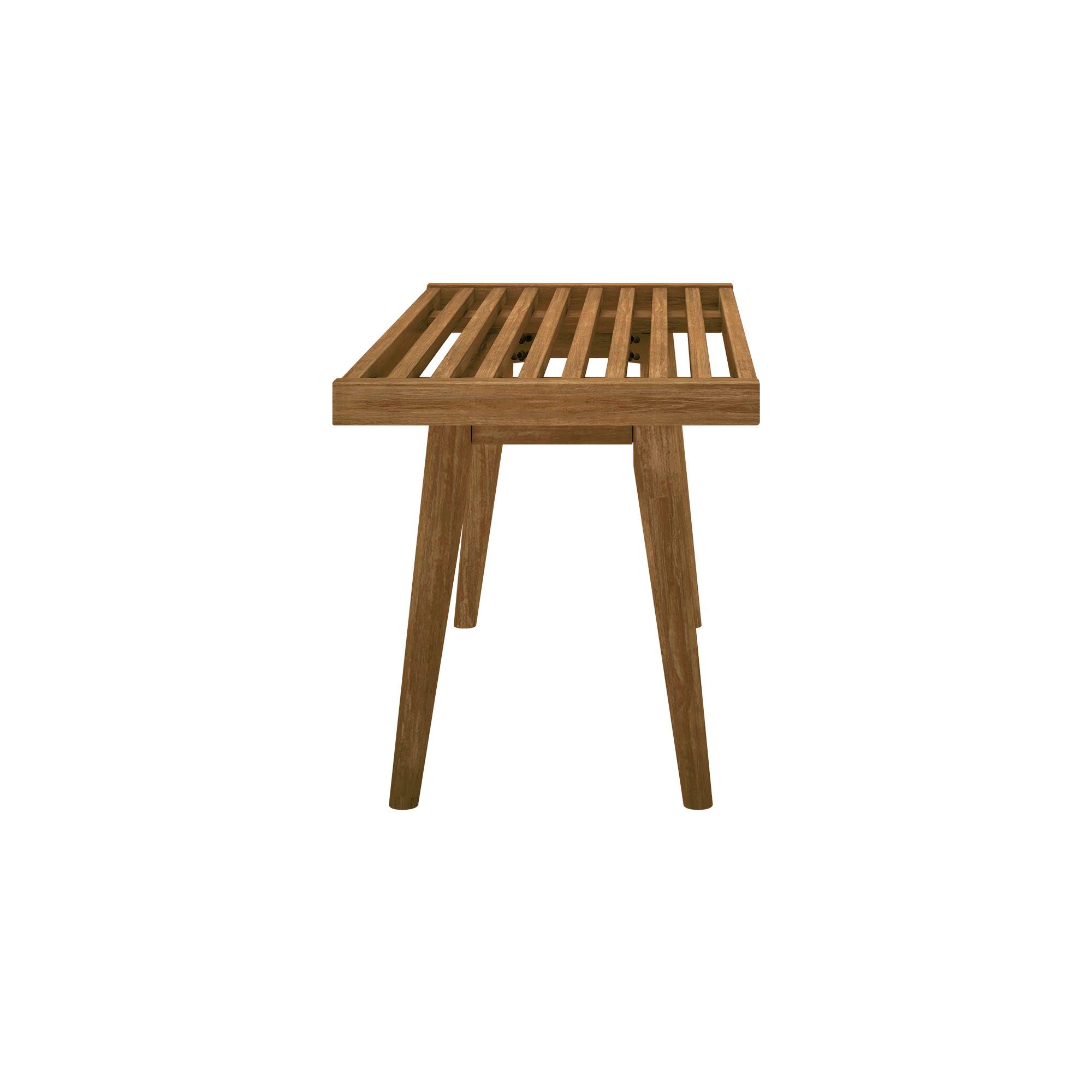 Plank+Beam Entryway Bench, Wooden End of Bed Bench for Bedroom, Mid - Century Modern Square Bench for Hallway, Living Room, Indoor, Porch, 41.25", Pecan - From Where - 