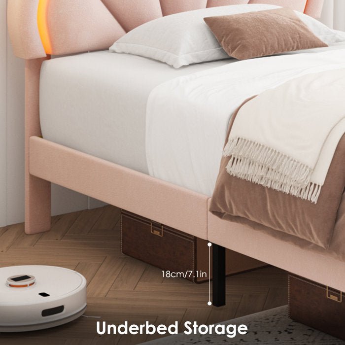 Platform Bed Frame with LED Light - From Where - 