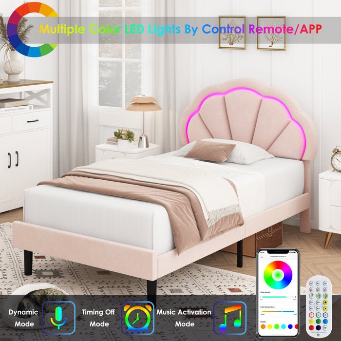 Platform Bed Frame with LED Light - From Where - 