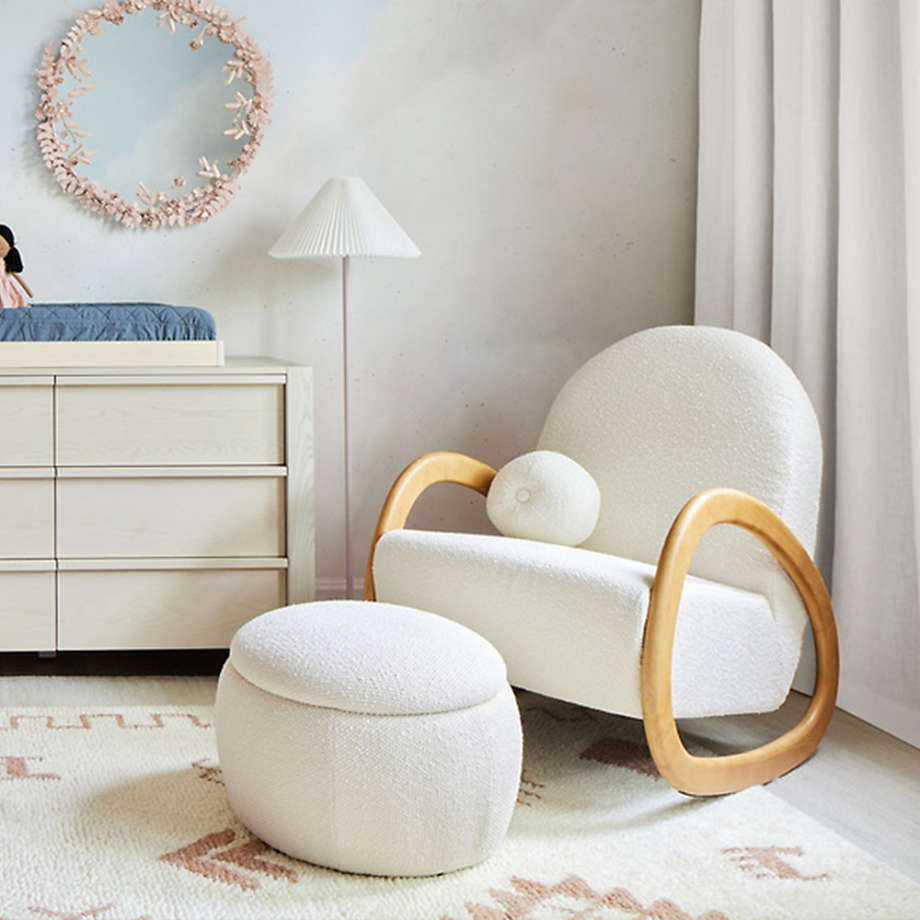 Pollie White Snow Boucle Nursery Rocking Chair - From Where - 