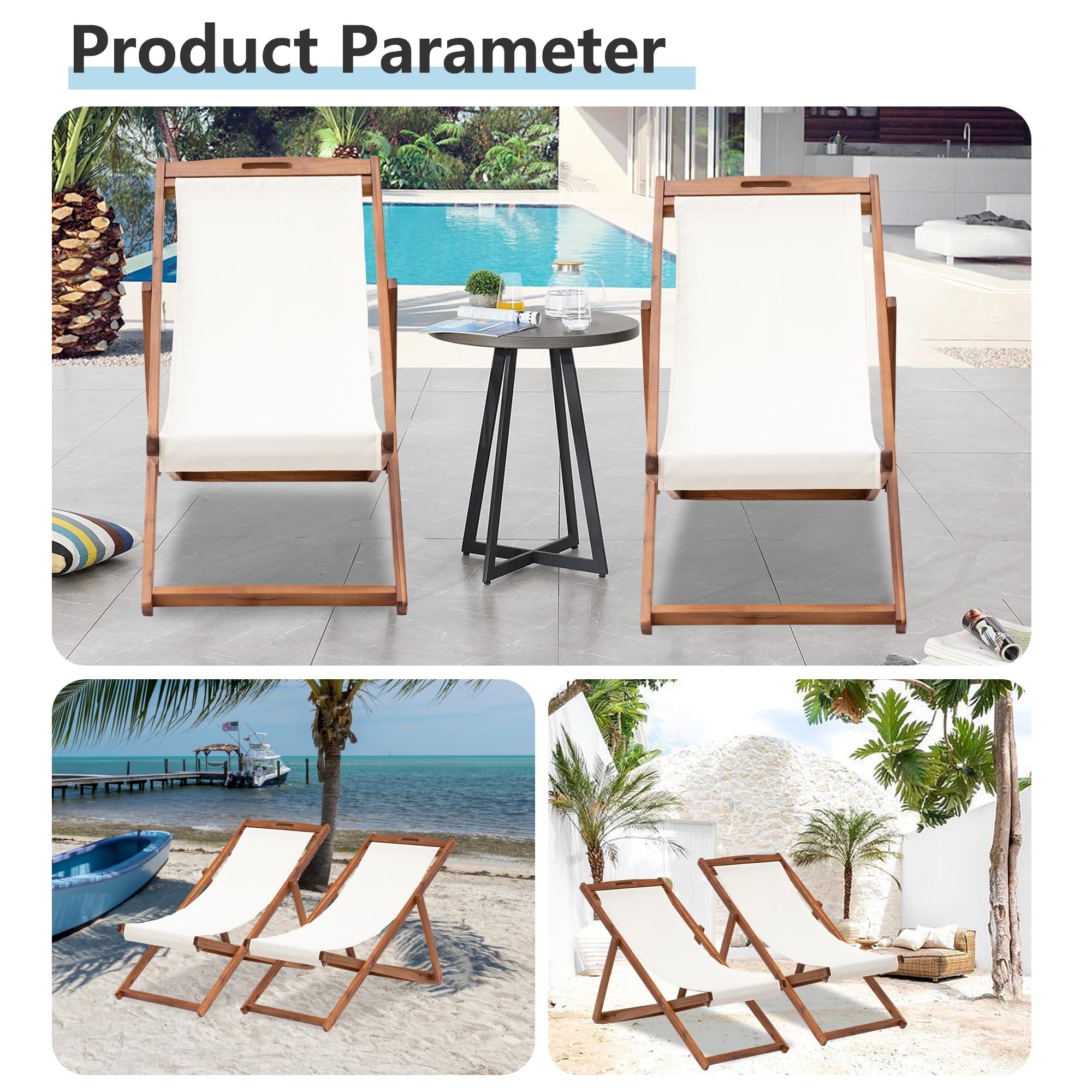 Portable Reclining Beach Chair (Set of 2) - From Where - 