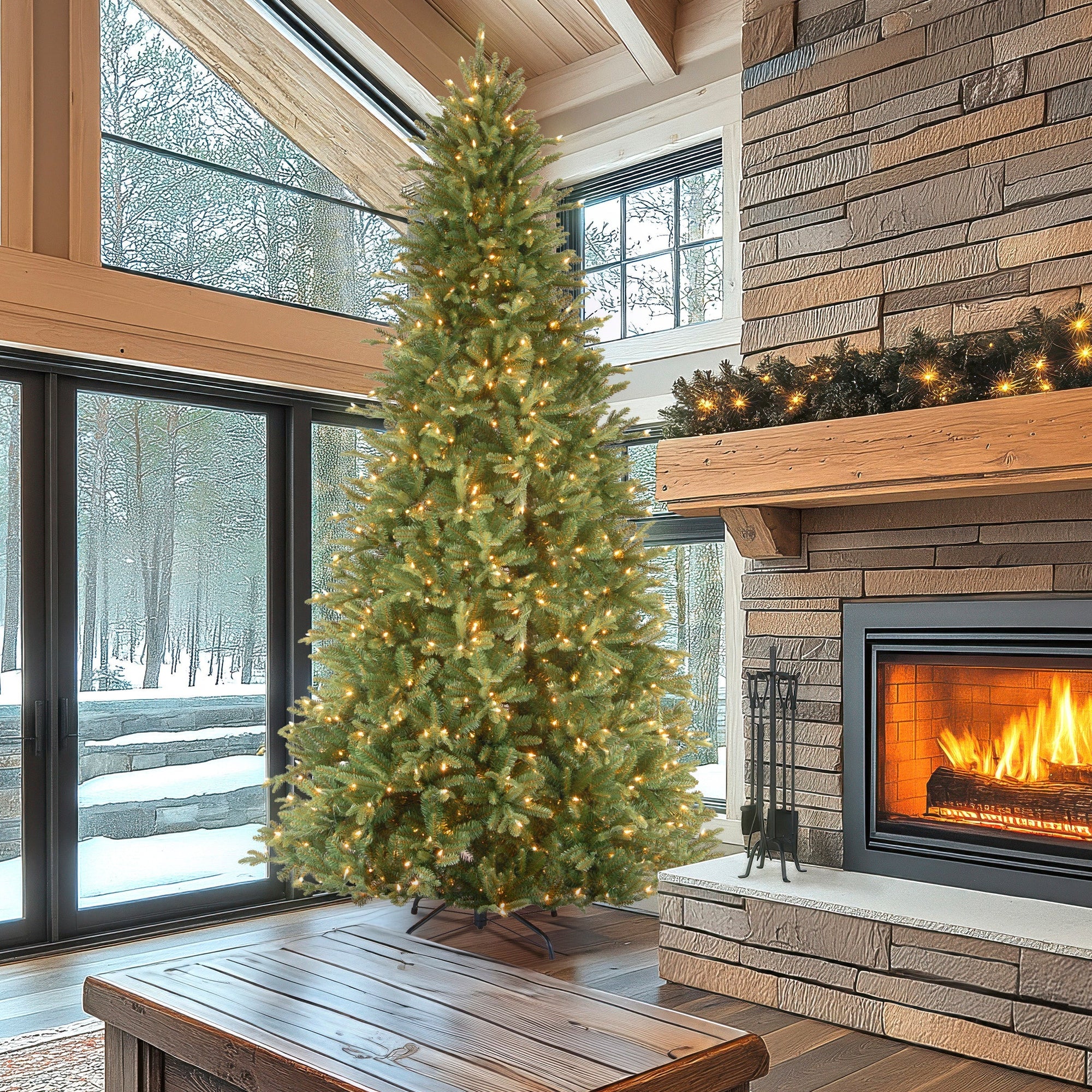 Pre - Lit Tiffany Fir Slim Tree - From Where - 