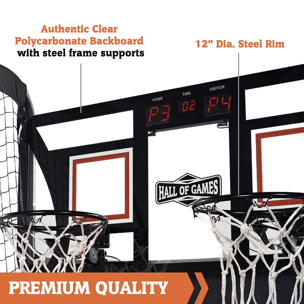 Premium Indoor Arcade Basketball Game with Steel Frame and Polycarbonate Backboard - From Where - 
