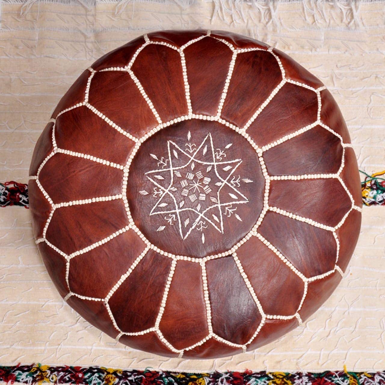 Premium Moroccan Leather Ottoman - From Where - 