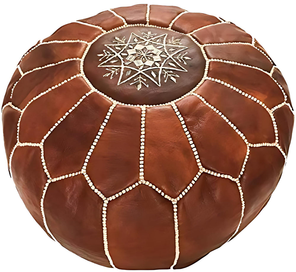 Premium Moroccan Leather Ottoman - From Where - 