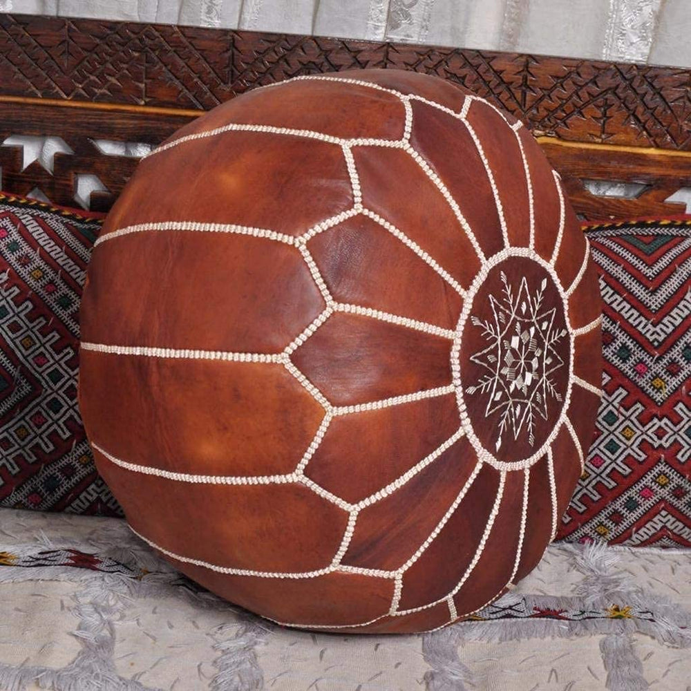 Premium Moroccan Leather Ottoman - From Where - 