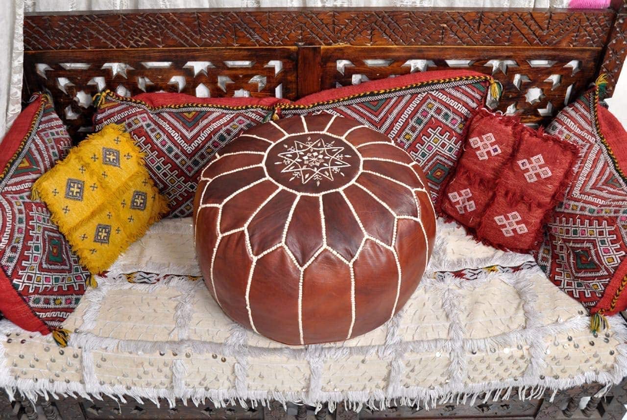 Premium Moroccan Leather Ottoman - From Where - 