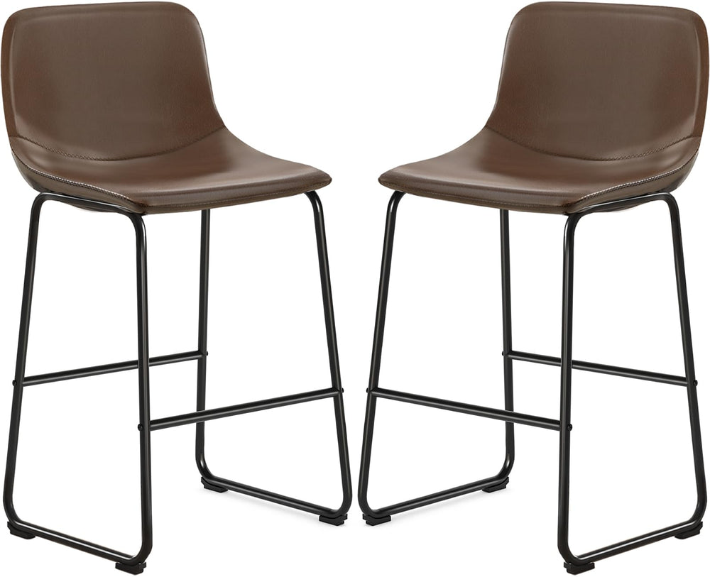 PU Leather Bar Stools (Set of 2) - From Where - 