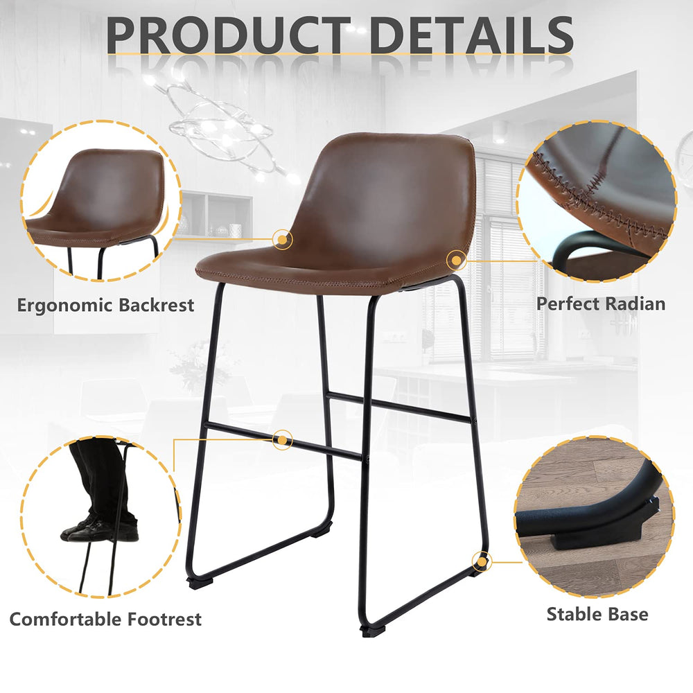PU Leather Bar Stools (Set of 2) - From Where - 