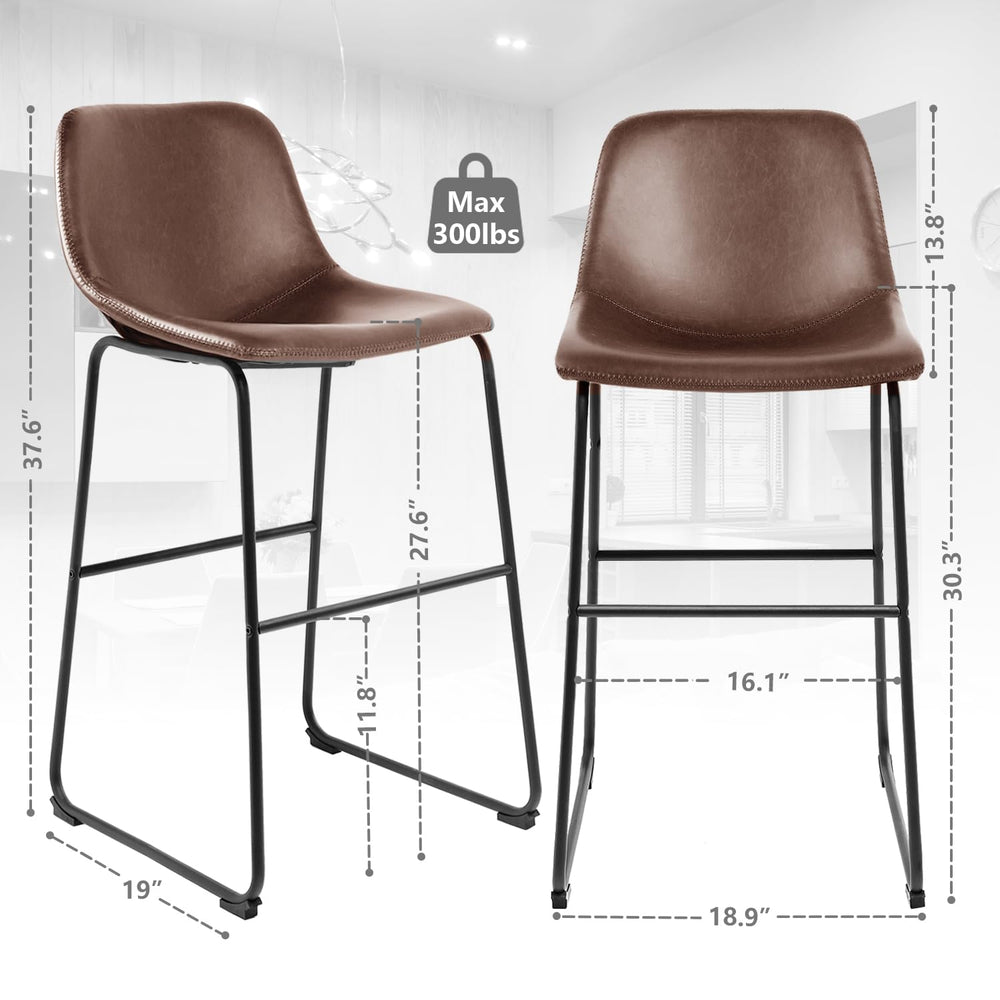 PU Leather Bar Stools (Set of 2) - From Where - 
